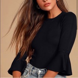 H&M Bell Sleeve Trumpet Peplum Sleeve Top Blouse